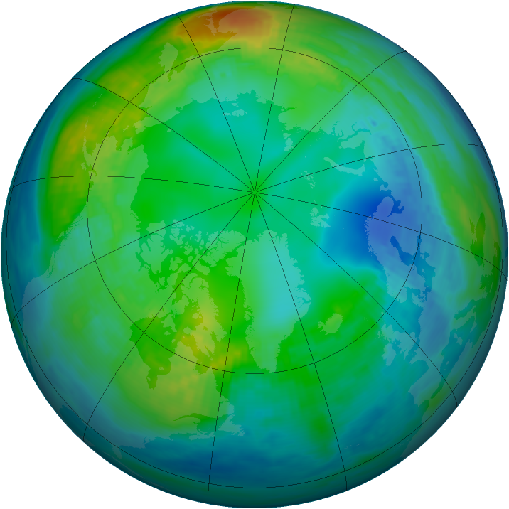 Arctic ozone map for 11 November 1988